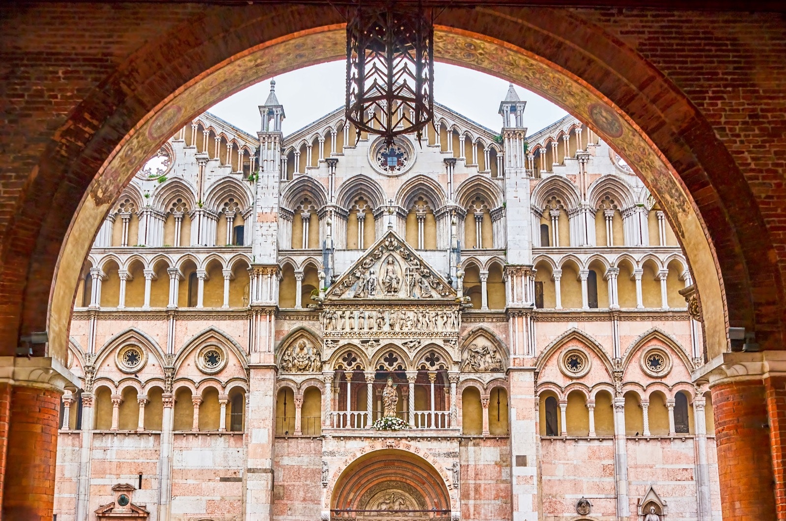 A detailed facade of an old cathedral