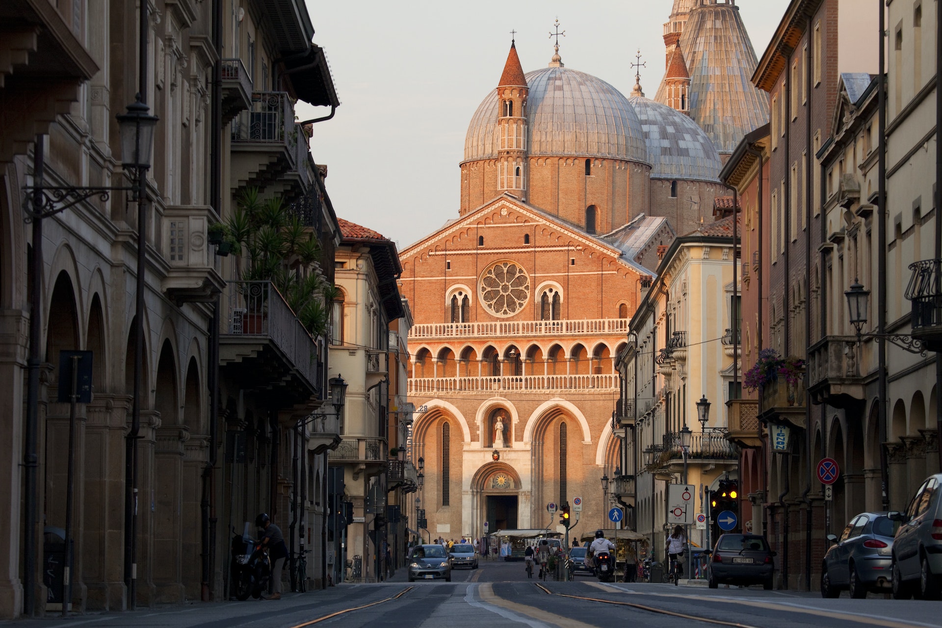The Basilica of St Anthony at the end of the street in Padua