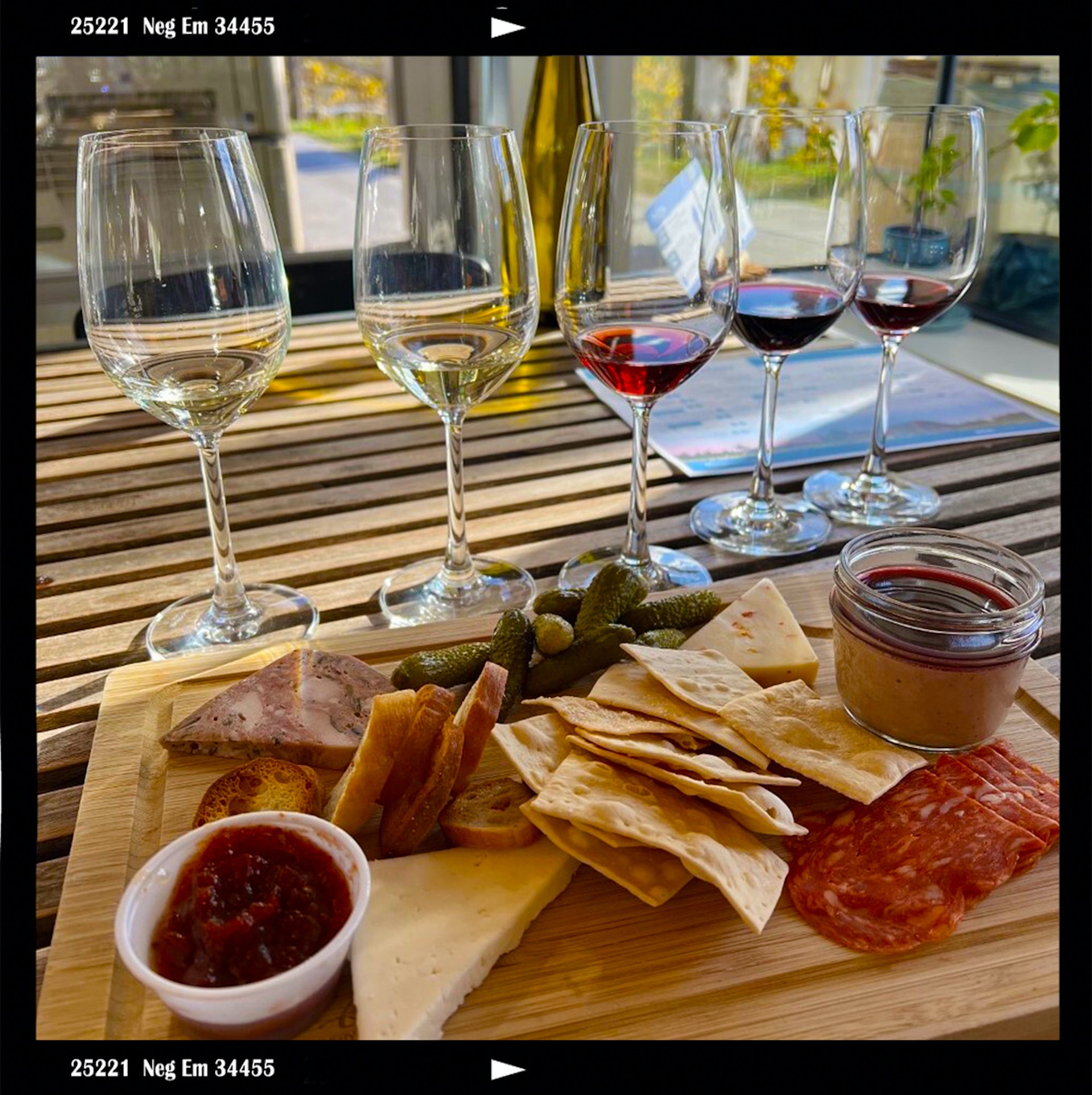 Wine and cheese board at Blue Grouse Estate Winery