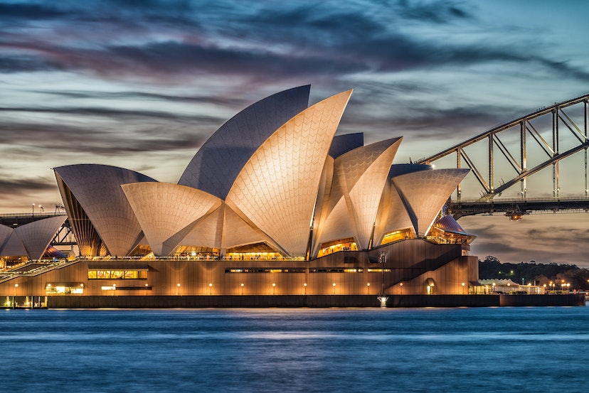 SYDNEY - OCTOBER 12, 2015: The Iconic Sydney Opera House is a multi-venue performing arts centre also containing bars and outdoor restaurants.